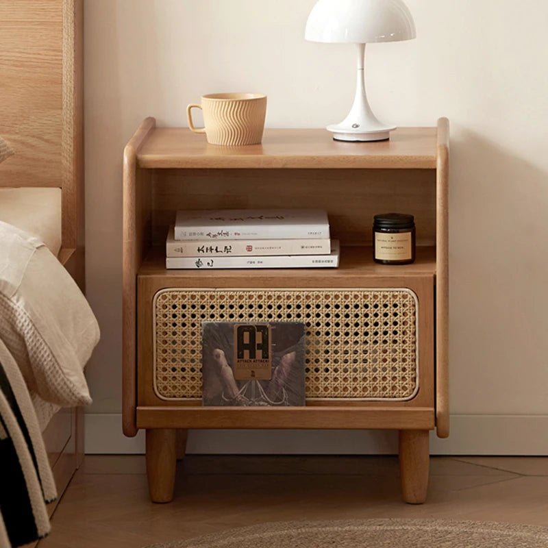 Chinese Vintage Rustic Nightstands with Hidden Storage