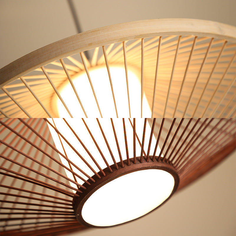 Havana Collection | Sculptural Brass-Accented Woven Rattan Chandelier - styled from an alternate angle revealing dimensional depth in a Mid-Century Modern living room setting.