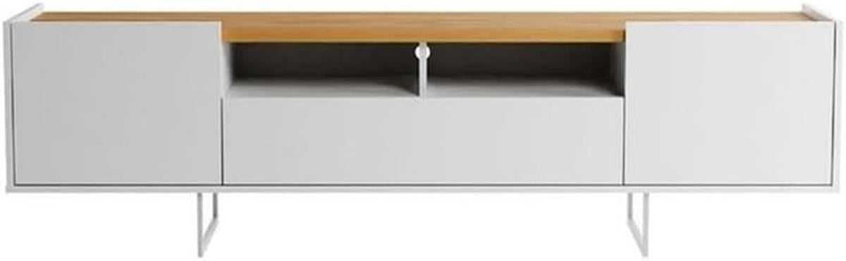 Winston TV Stand, 70.86 Inches, White and Cinnamon