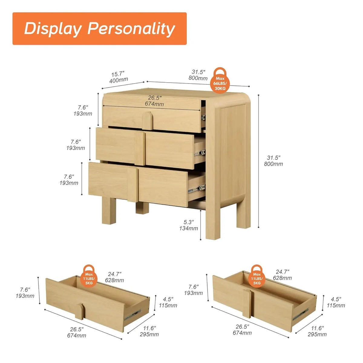 Dresden Collection | Organic-Form Brass-Accented White Oak Dresser - showcasing full sculptural form and curated finish in a Mid-Century Modern bedroom setting.