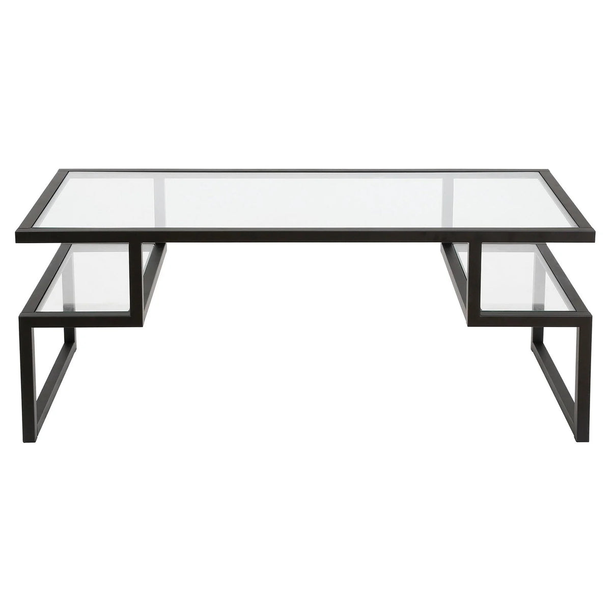 Zander 45" Wide Rectangular Coffee Table, Brass