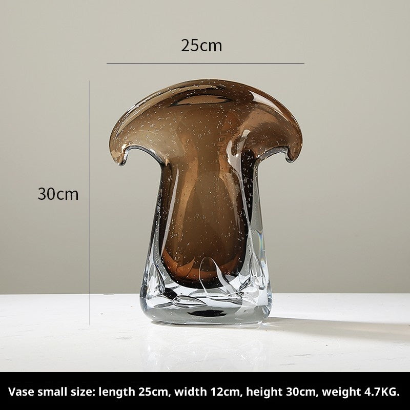 Brown Glass Hydroponic Art Vase - Elegant Modern Decor