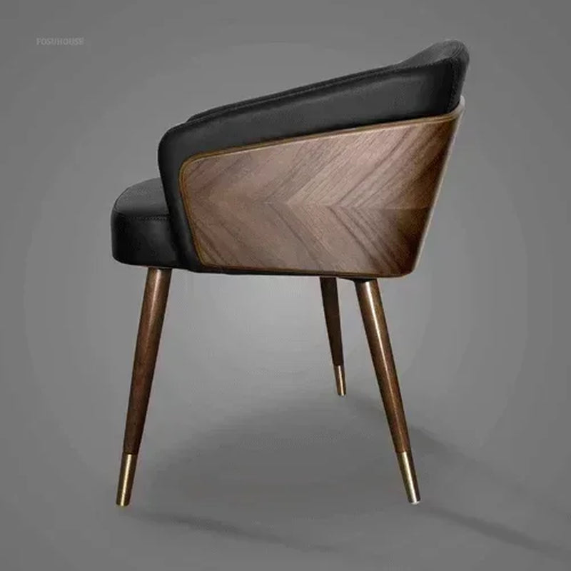 Luxury Modern Dining Chairs Wooden Backrest Armchair Minimalist Lounge Dining Chair Comfortable Dining Room Furniture