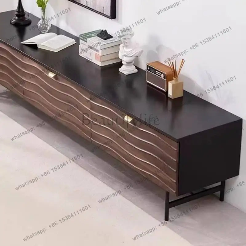 Ellington Collection | Atomic-Era Cabinet Walnut Media Console - featuring close-up joinery and artisanal finish quality in a Mid-Century Modern entryway setting.