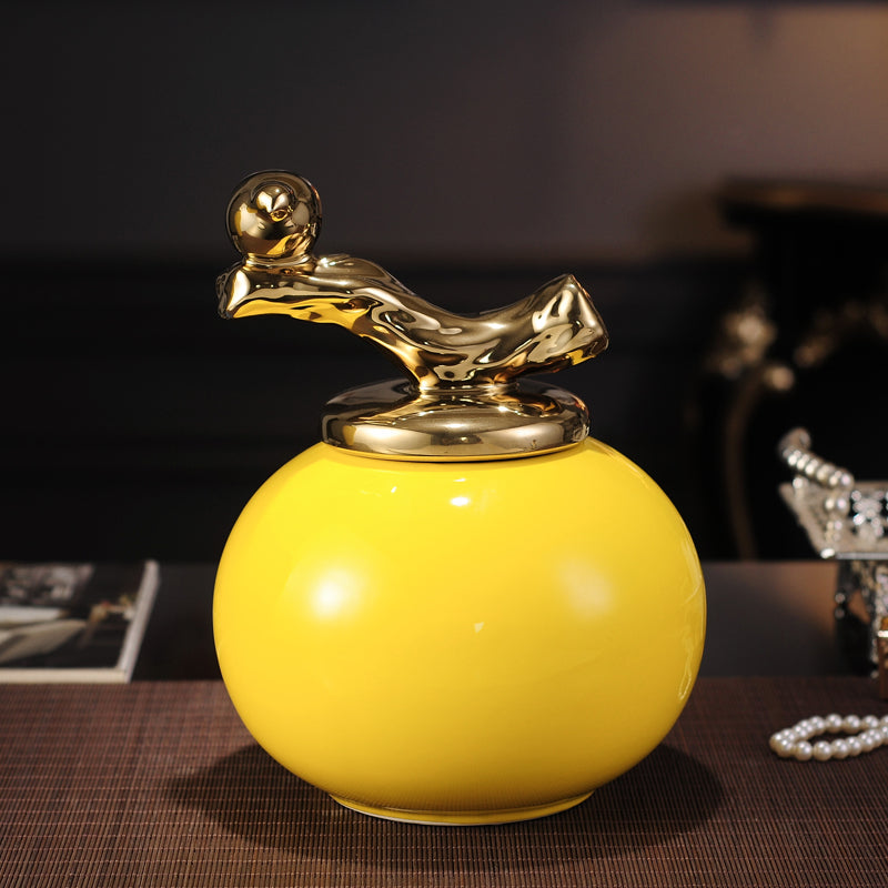 Exquisite Light Yellow Ceramic Modern Minimalist Ornament