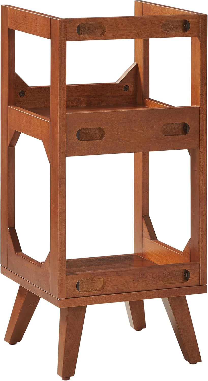 Asheville Small Mid-Century Modern Record Stand, Vinyl Storage, Holds up to 130 Records, Walnut