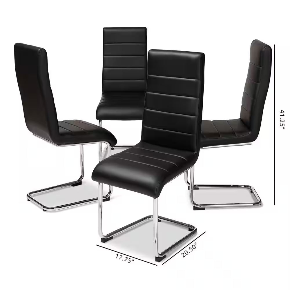 Marlys Black Faux Leather Upholstered Dining Chair (Set of 4)