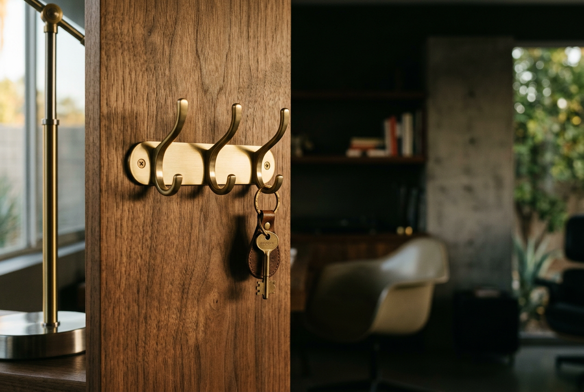 Brass Key Hook Wall Mount | Entryway Anchor