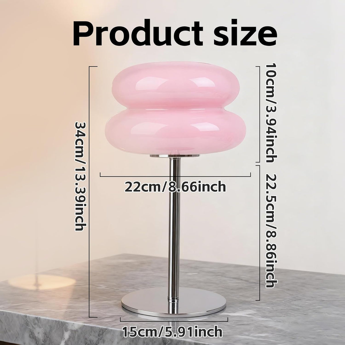 Table Lamp for Bedroom,Mid Century Modern Lamp for Nightstand, Dimmable Retro Egg Tart Bedside Small Lamps,Unique Home Mushroom Decor Aesthetic Cute Table Lamps Nightstand Lamp (Pink)