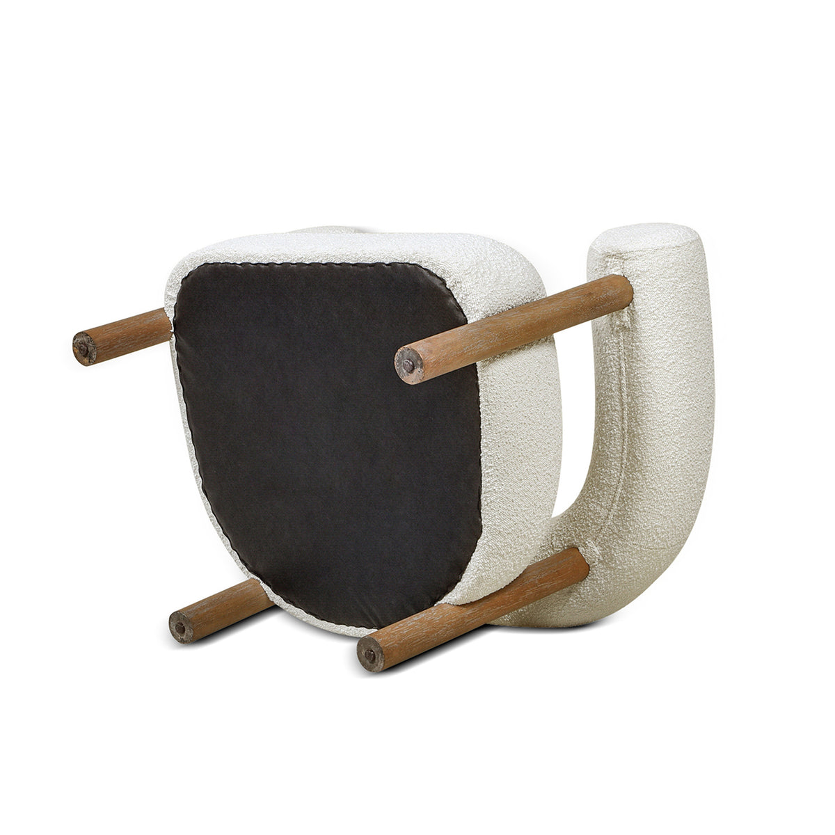 Fuji Mid Century Modern Barrel Accent Arm Chair Ivory White Boucle