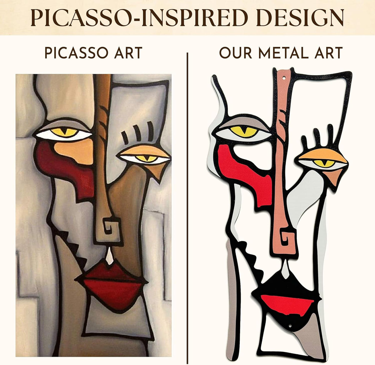 Minimalist Metal Wall Art for Living Room - Pablo Picasso Wall Art Abstract Sculptures, Unique Midcentury Artwork Mid Century Modern Decor for Home Bedroom Bathroom
