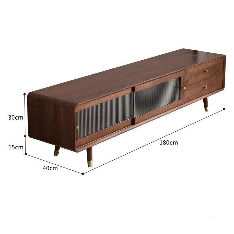 Belmont Collection | Hairpin-Legged Nordic Walnut Media Console - detail view 12 revealing design nuance in a Mid-Century Modern entryway setting.