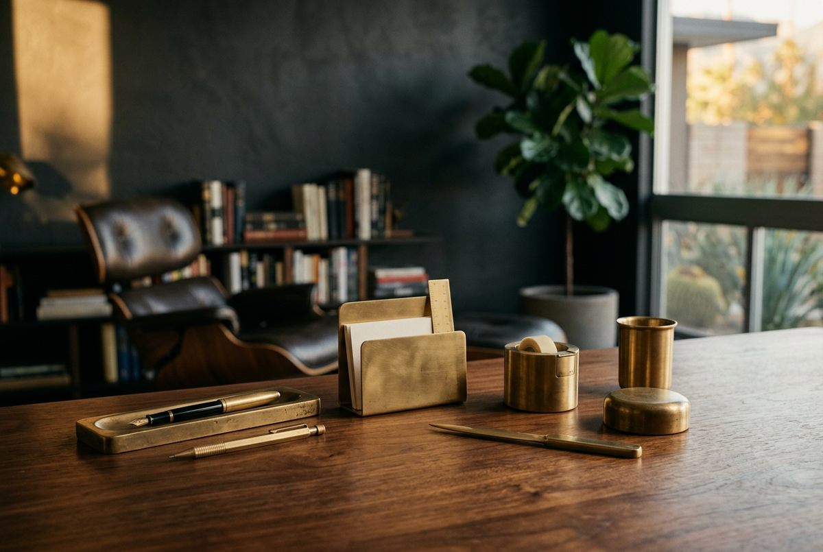 L'OBJET Brass Desk Accessories | Library Collection