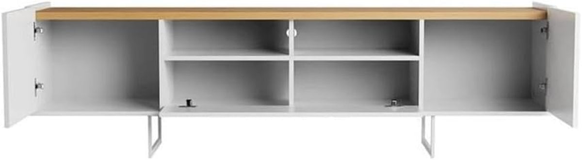 Winston TV Stand, 70.86 Inches, White and Cinnamon