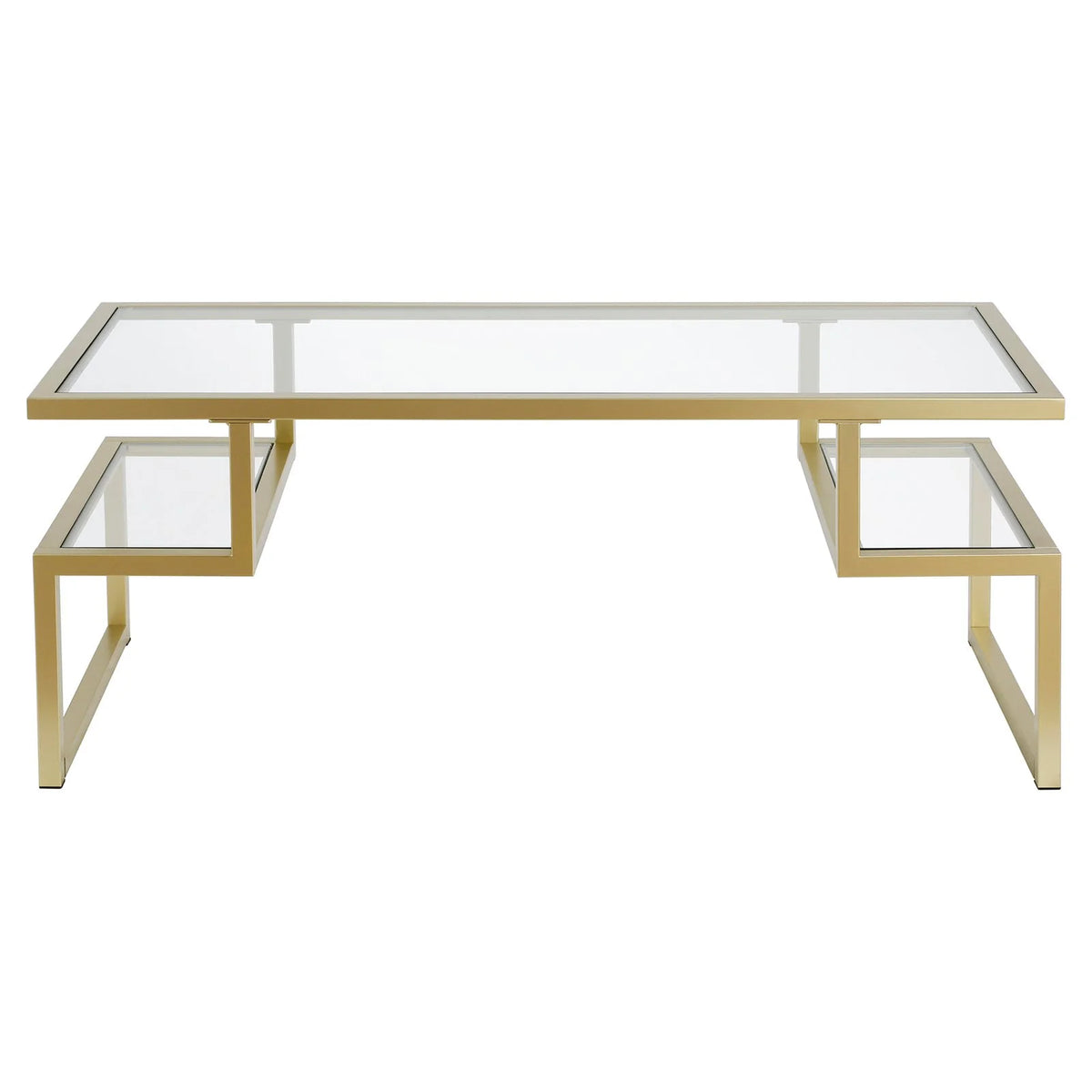 Zander 45" Wide Rectangular Coffee Table, Brass