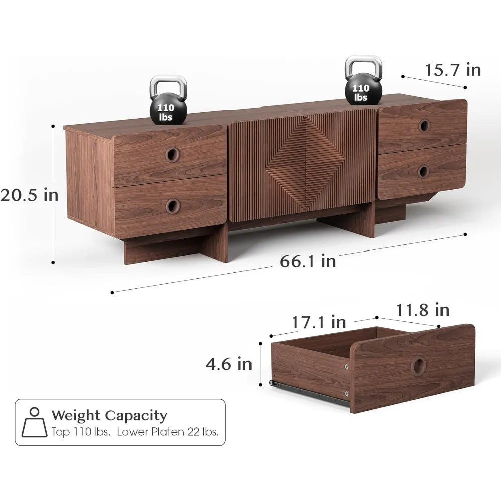 Dresden Collection | Grand Display Walnut Console - featuring close-up joinery and artisanal finish quality in a Mid-Century Modern entryway setting.