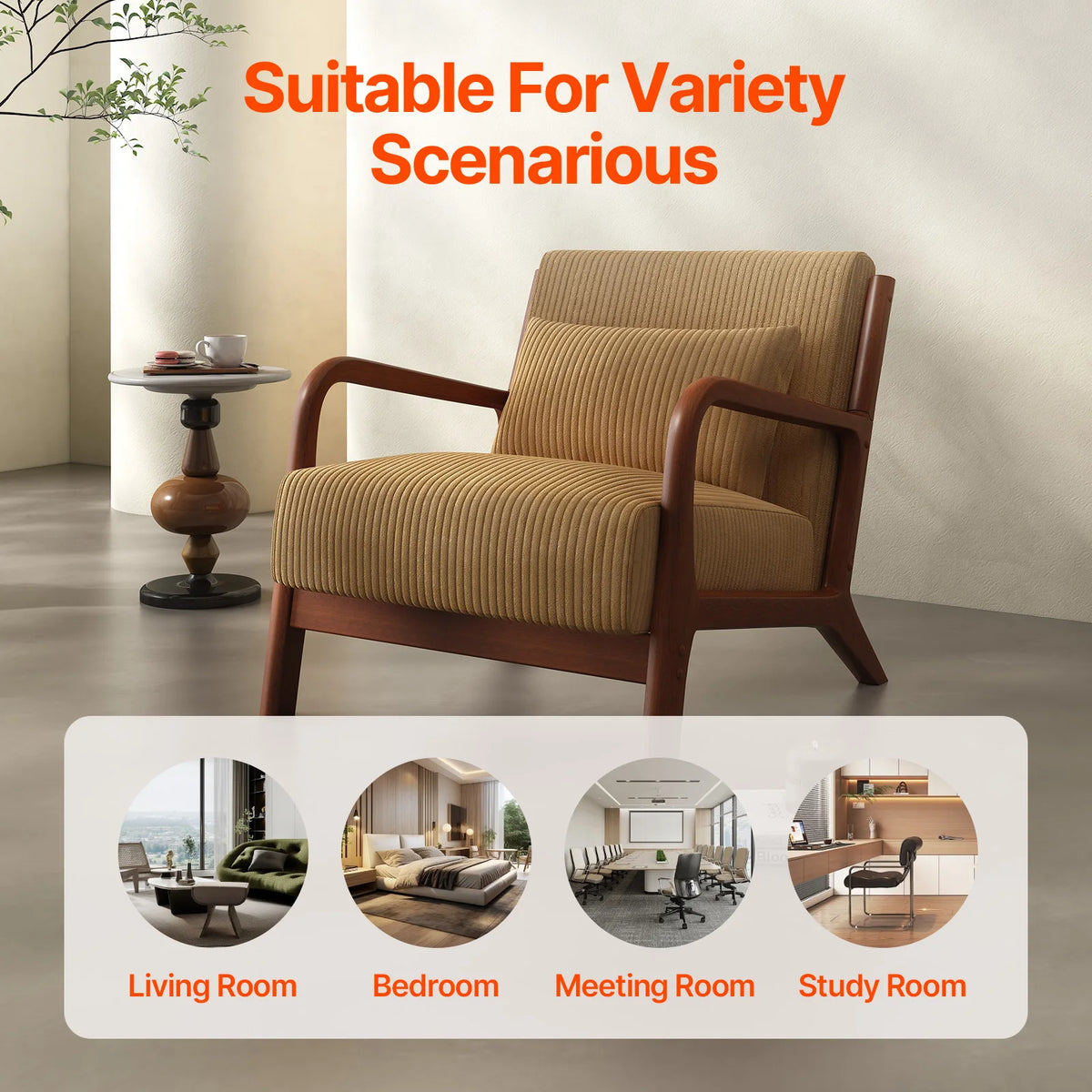 Dresden Collection | Sculptural Velvet-Cushioned Velvet Accent Chair - detail view 12 revealing design nuance in a Mid-Century Modern living room setting.