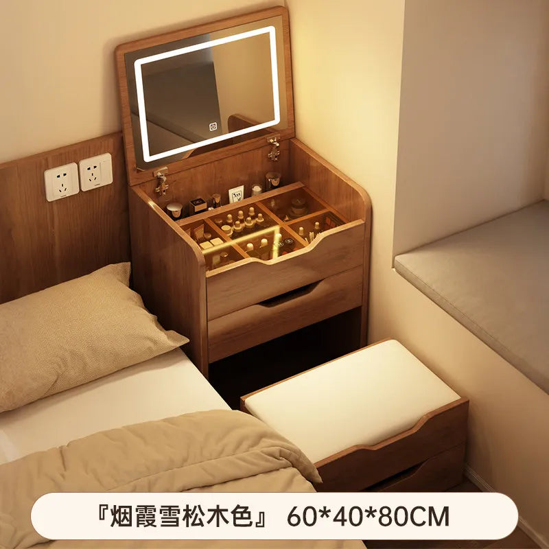 Meridian Collection | Floating Brass-Accented Walnut Nightstand - showcasing form and function in daily use context in a Mid-Century Modern bedroom setting.
