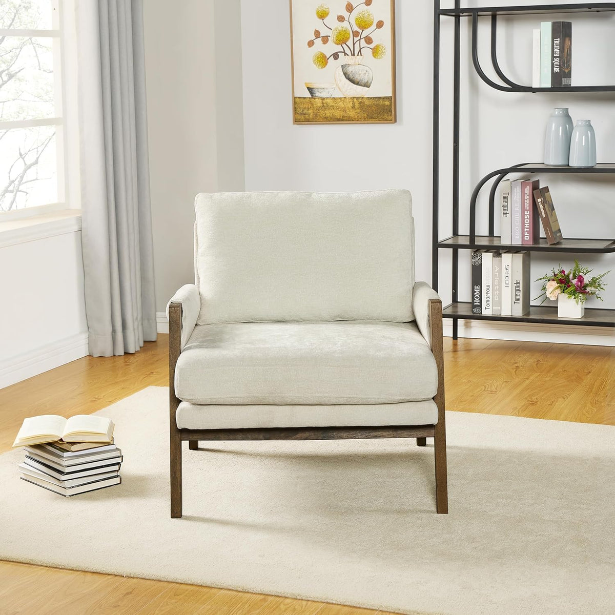 Kelly Mid-Century Modern Accent Armchair, White