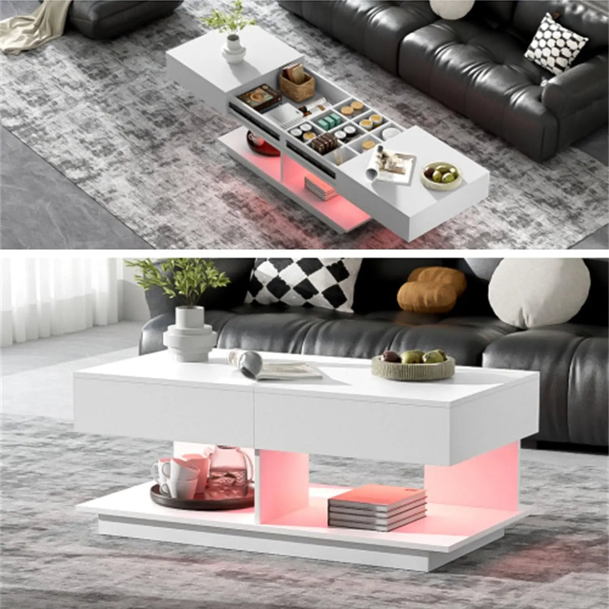 Astoria Collection | Hairpin-Legged Brass-Accented Walnut Expandable Coffee Table - highlighting material texture and craftsmanship detail in a Mid-Century Modern living room setting.