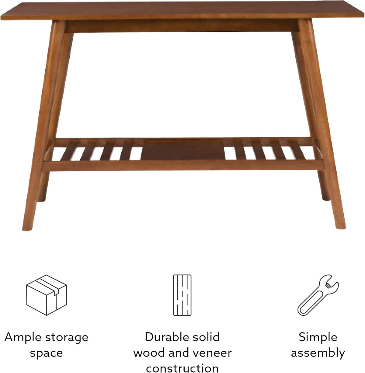 Linon Melissa Mid-Century Modern Walnut Console Table