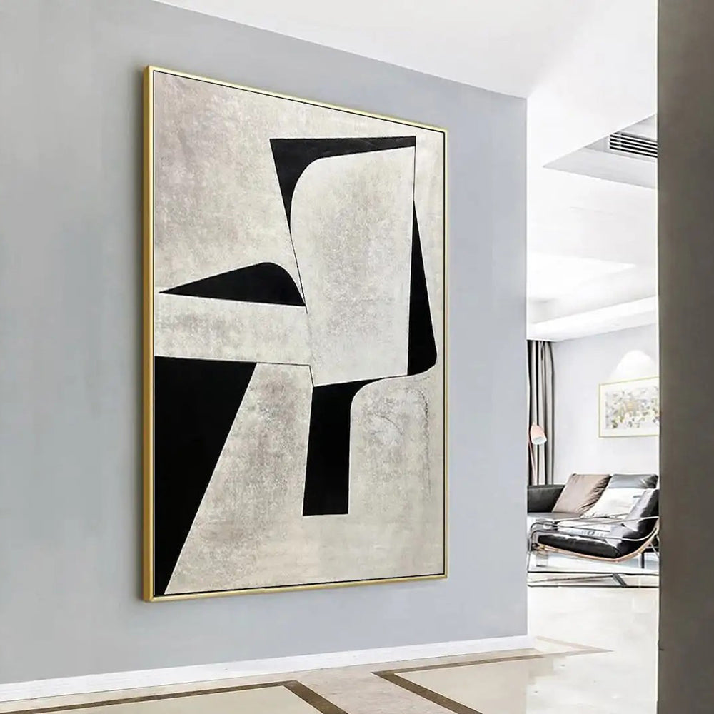 Mid-Century Modern Handmade Oil Painting - Original Minimalist Canvas Art for Sophisticated Spaces