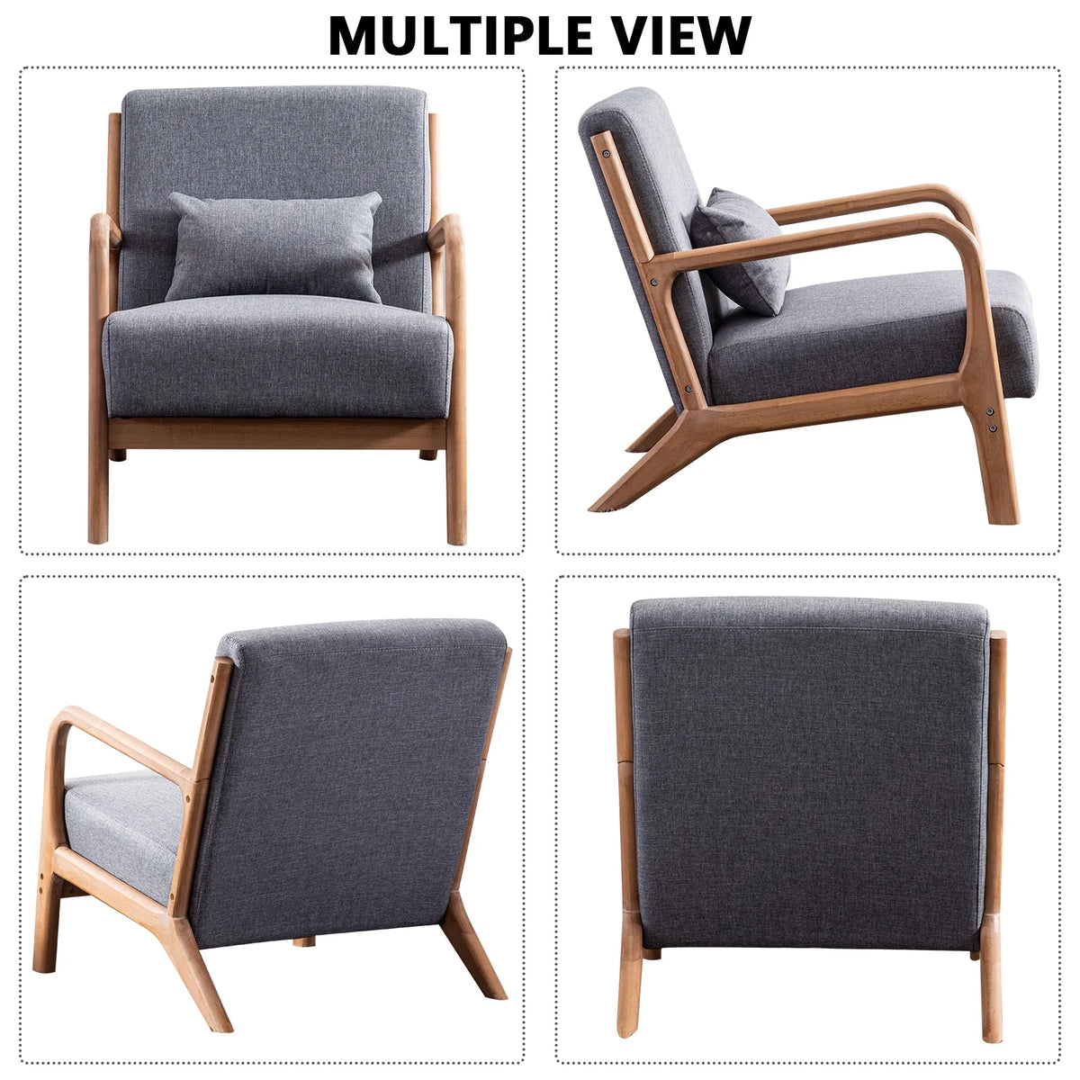Mid Century Modern Accent Chair, Gray