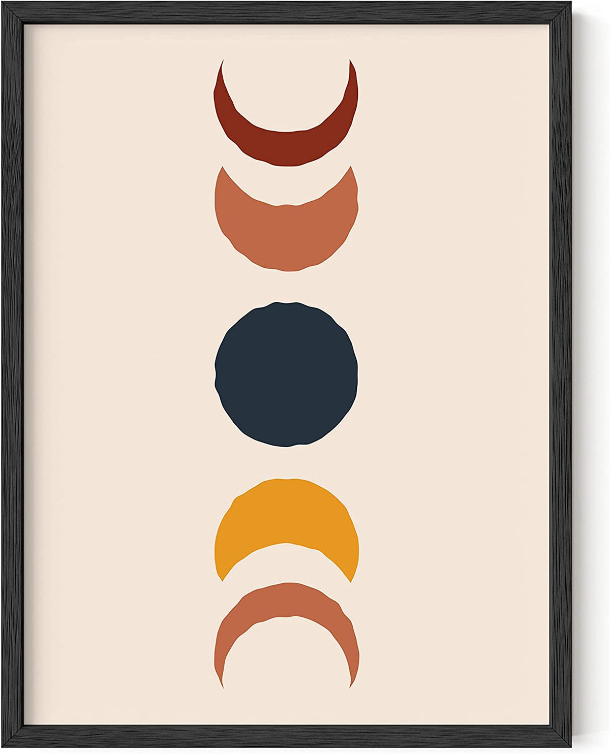 HAUS and HUES Boho Framed Wall Art - Southwestern Geometric Sun Print, Mid Century Modern Decor, Black Frame 12X16