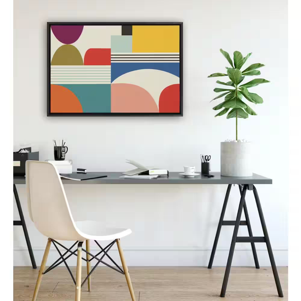 Sylvie "Mid Century Modern Pattern" by Rachel Lee of My Dream Wall Black Framed Art Print 23 In. X 33 In.