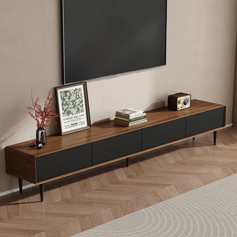 Ellington Collection | Hairpin-Legged Danish-Inspired Walnut Console - styled from an alternate angle revealing dimensional depth in a Mid-Century Modern entryway setting.
