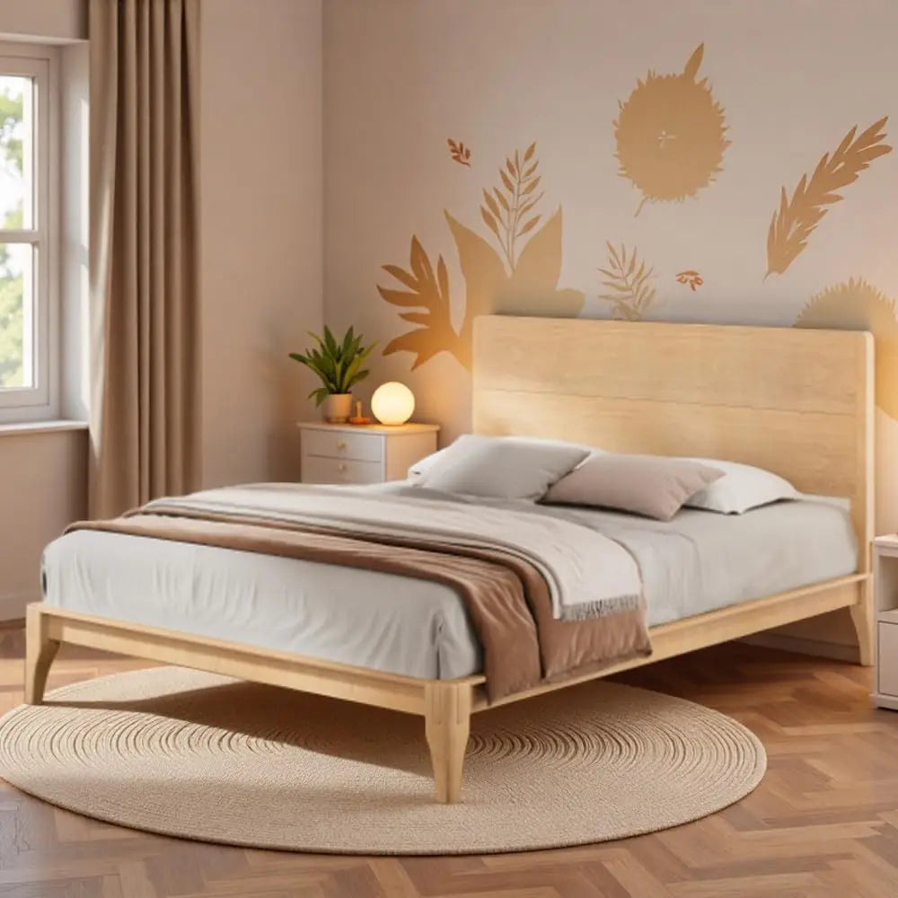 Ellington Collection | Atomic-Era Bamboo Platform Bed - showcasing full sculptural form and curated finish in a Mid-Century Modern bedroom setting.