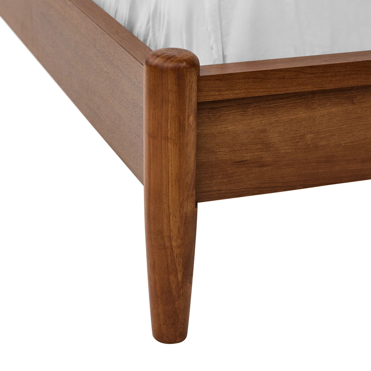 Greyson Queen Platform Bed, Black Faux Leather and Acorn Finish