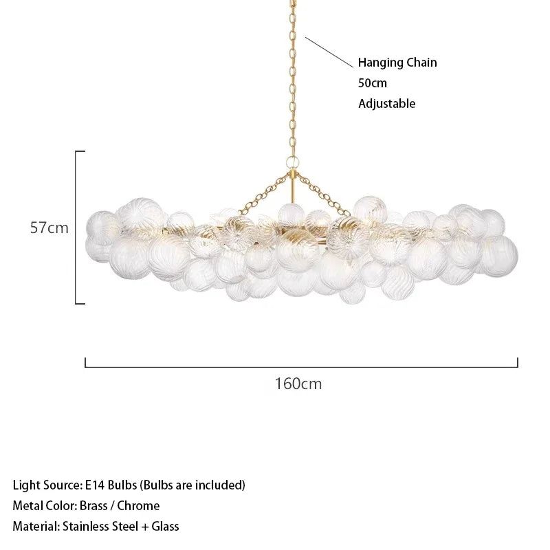 Mid Century Ribbed Glass Pendant Light - Clear Bubble Ball Elegance