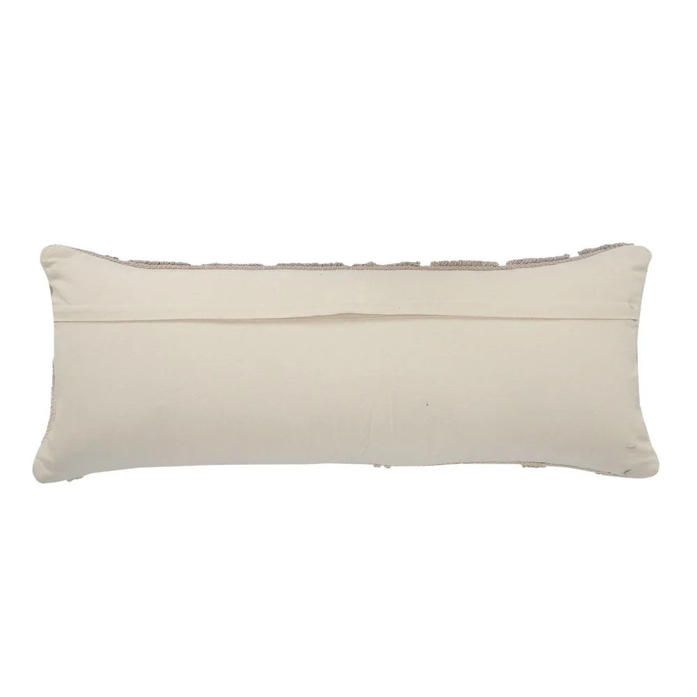 14" X 36" Hand-Woven Cream/ Tan Geometric Organic Cotton Pillow Cover