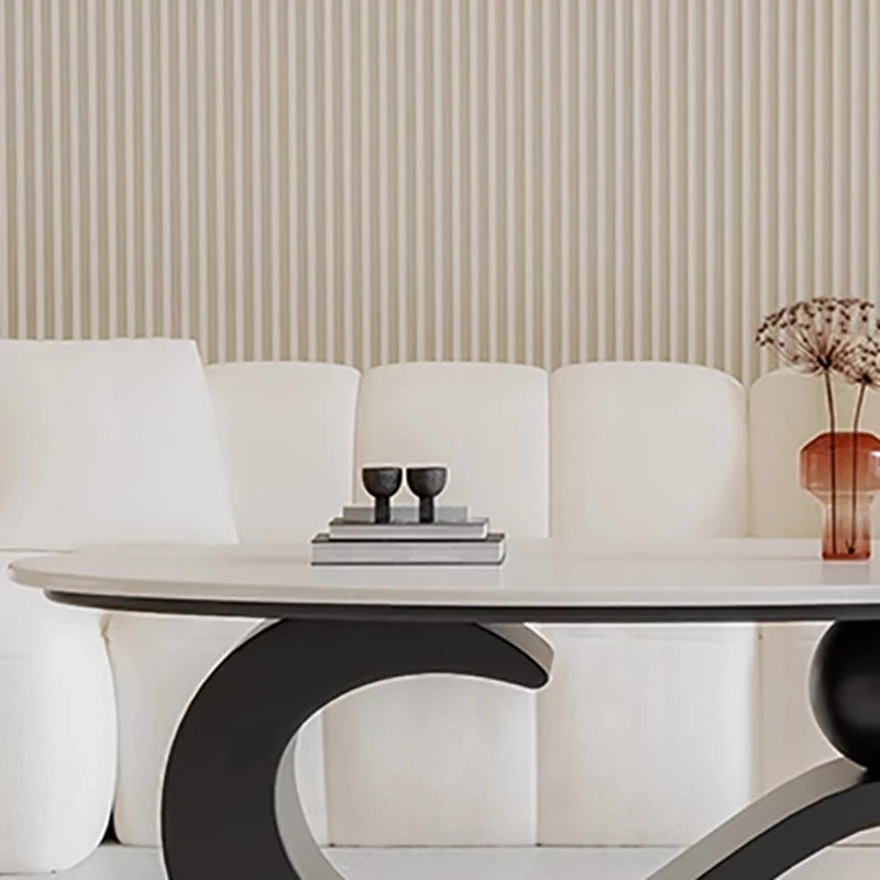 Fontaine Collection | Oval Danish-Inspired Walnut Oval - detail view 12 revealing design nuance in a Mid-Century Modern living room setting.