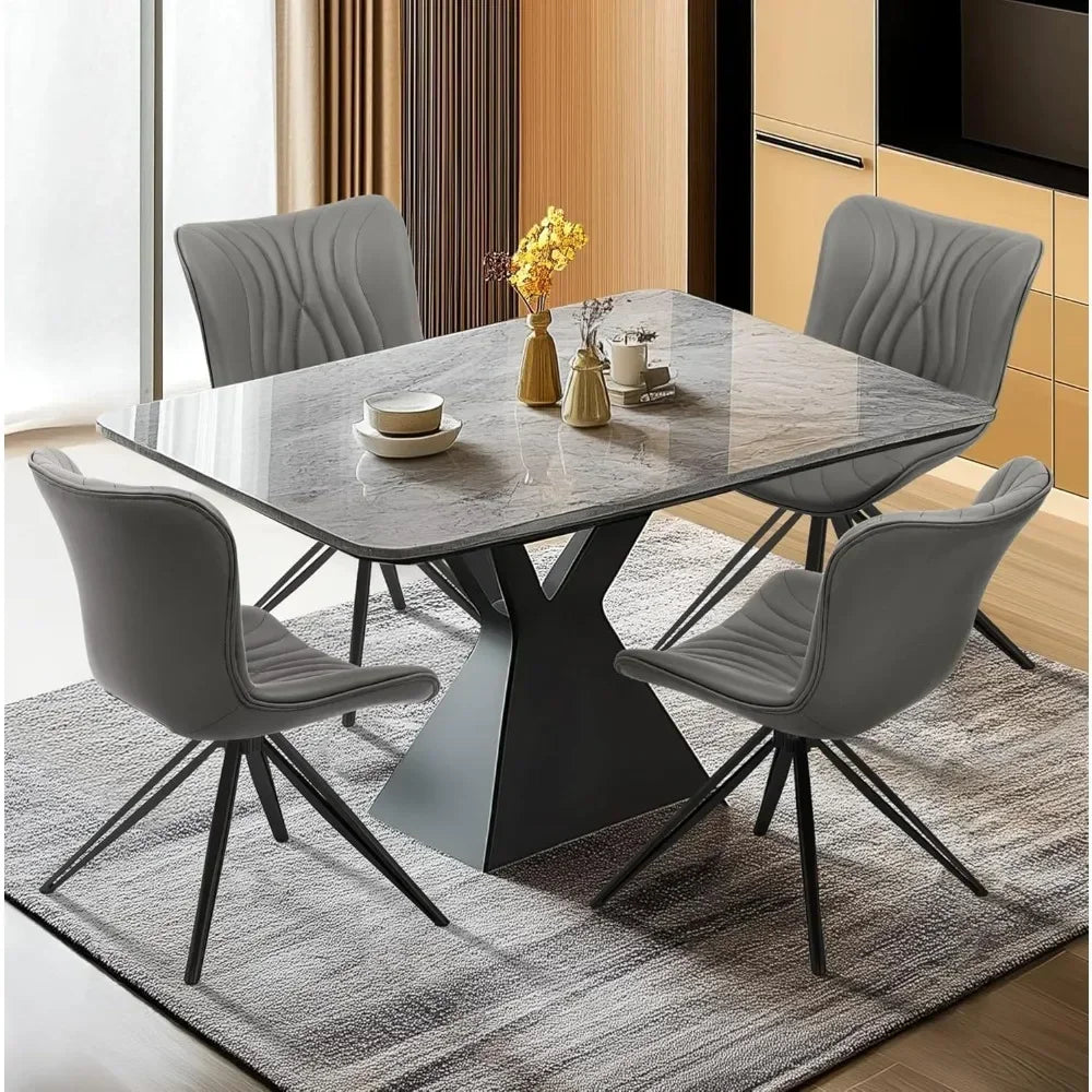 Valencia Collection | Gold-Trimmed Round Swivel Dining Chair Set - Curated Furniture for the Modern Living Collection | Woodies ON Woodlawn