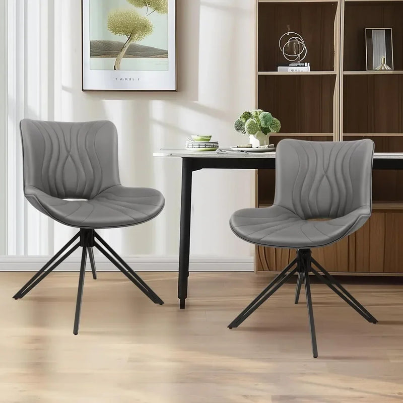 Valencia Collection | Gold-Trimmed Round Swivel Dining Chair Set