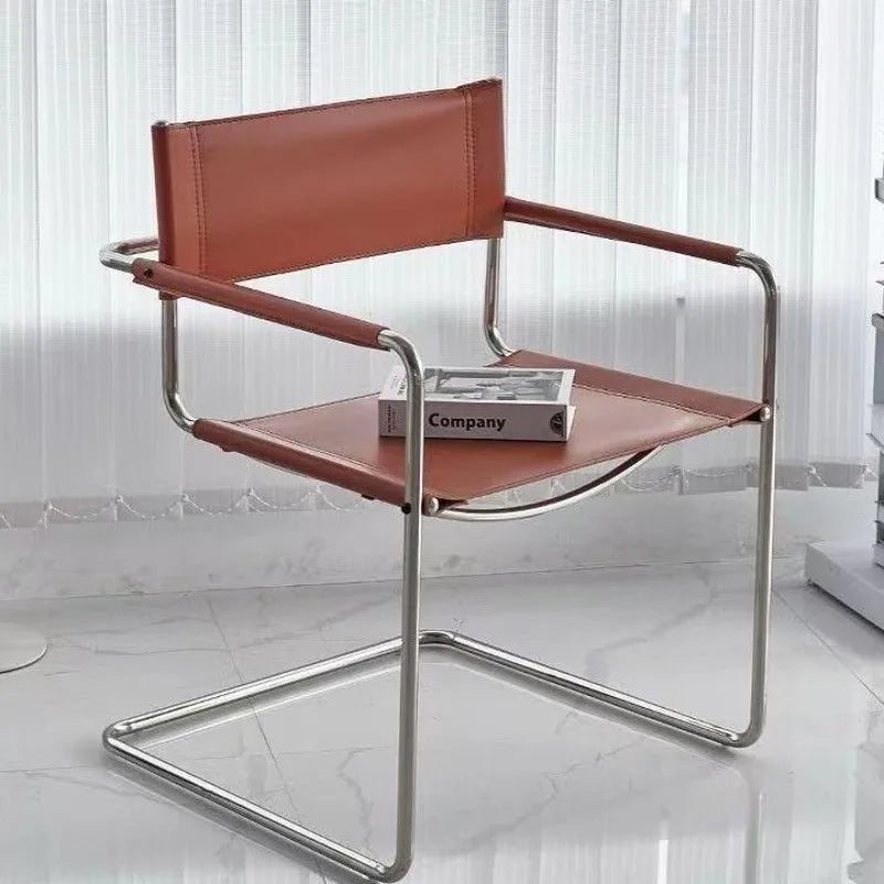 Fontaine Collection | Geometric Chrome-Detailed Chrome & Leather Lounge Chair - Curated Furniture for the Modern Living Collection | Woodies ON Woodlawn