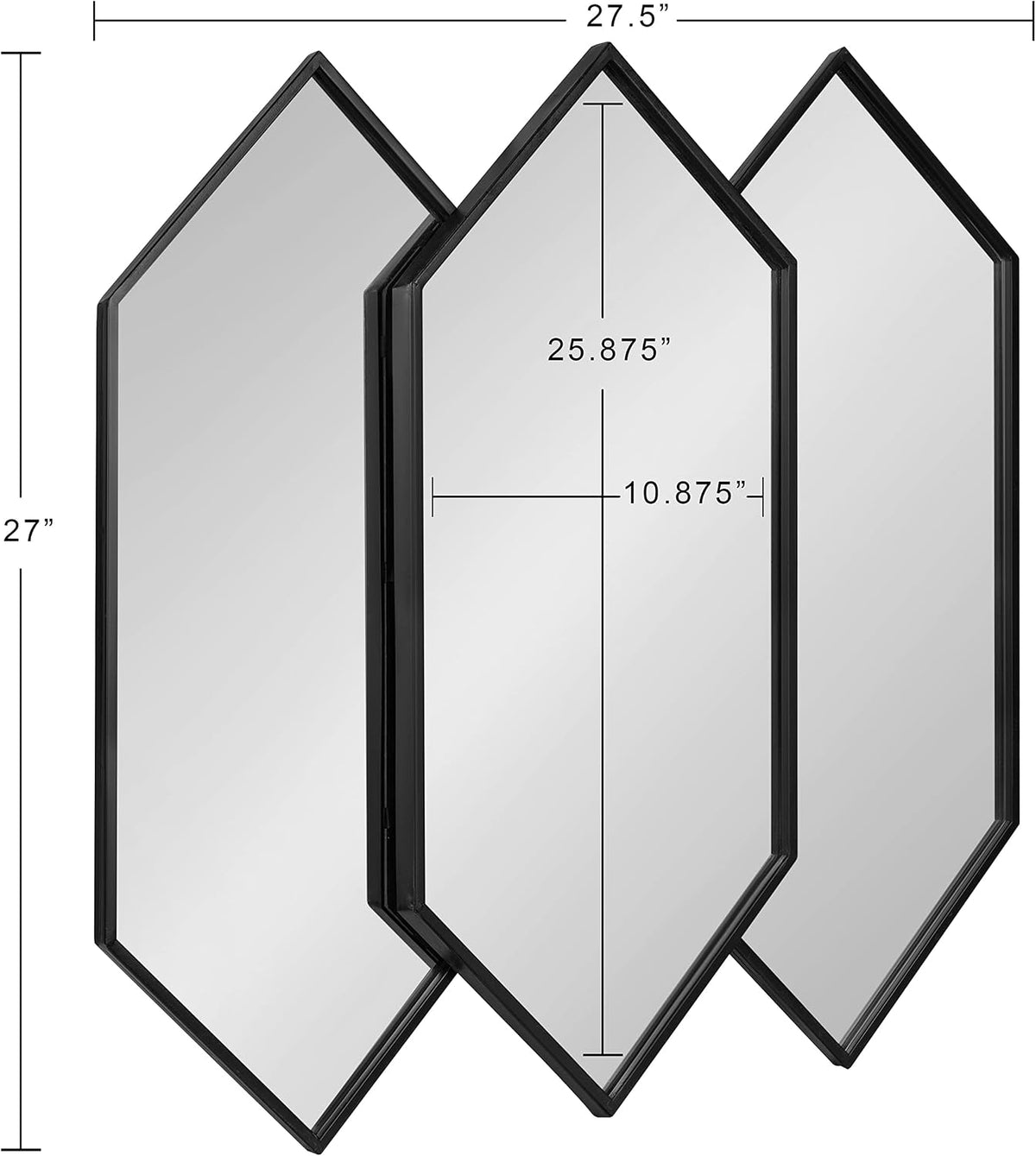 Diaz Stacked Wall Mirror; 28 X 27; Black; Decorative Dimensional Midcentury Modern Wall Decor with Geometric Shape and Symmetrical Design