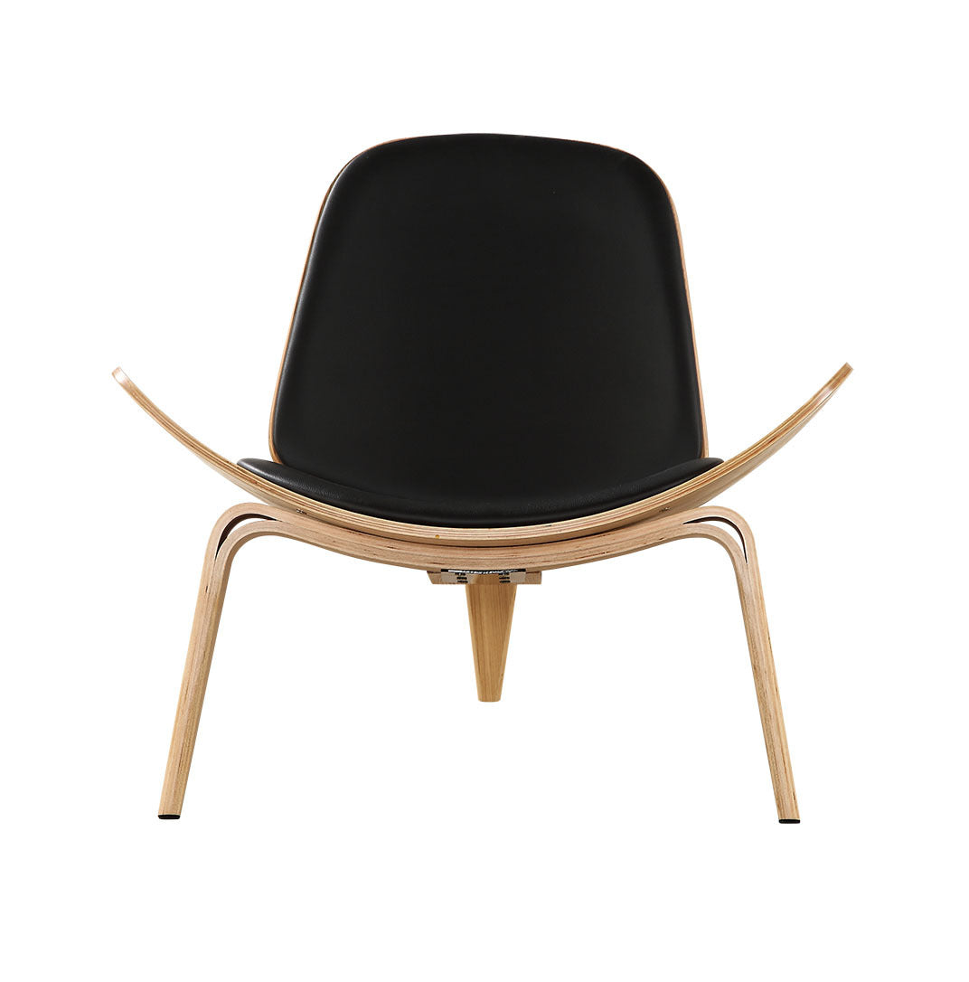 Ellington Collection | Sculptural Leather-Wrapped Walnut Leisure Chair - featuring close-up joinery and artisanal finish quality in a Mid-Century Modern living room setting.