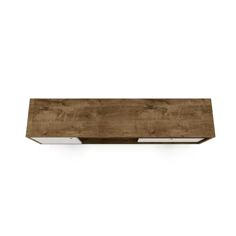 Liberty 70.86 In. Rustic Brown and White TV Stand Fits Tvs up to 65 In. with Storage Doors and Cable Management