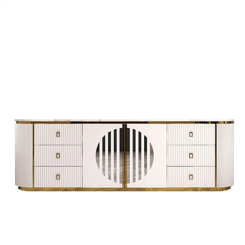 Belmont Collection | Tapered-Leg Brass-Accented Rich Walnut Media Console - featuring close-up joinery and artisanal finish quality in a Mid-Century Modern entryway setting.
