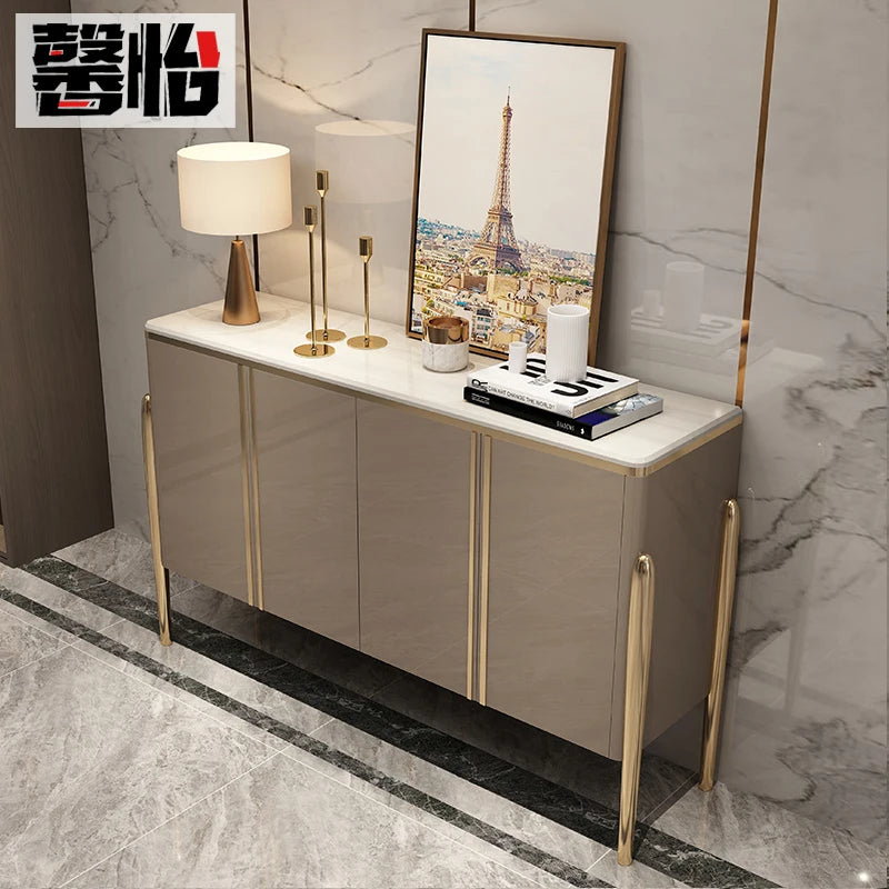 Fontaine Collection | Tapered-Leg Brass-Accented Walnut Organizer - featuring close-up joinery and artisanal finish quality in a Mid-Century Modern living room setting.