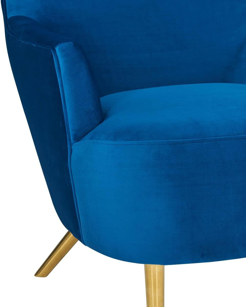 TOV Furniture Julia 19.7" Modern Velvet Upholstered Wingback Chair in Navy