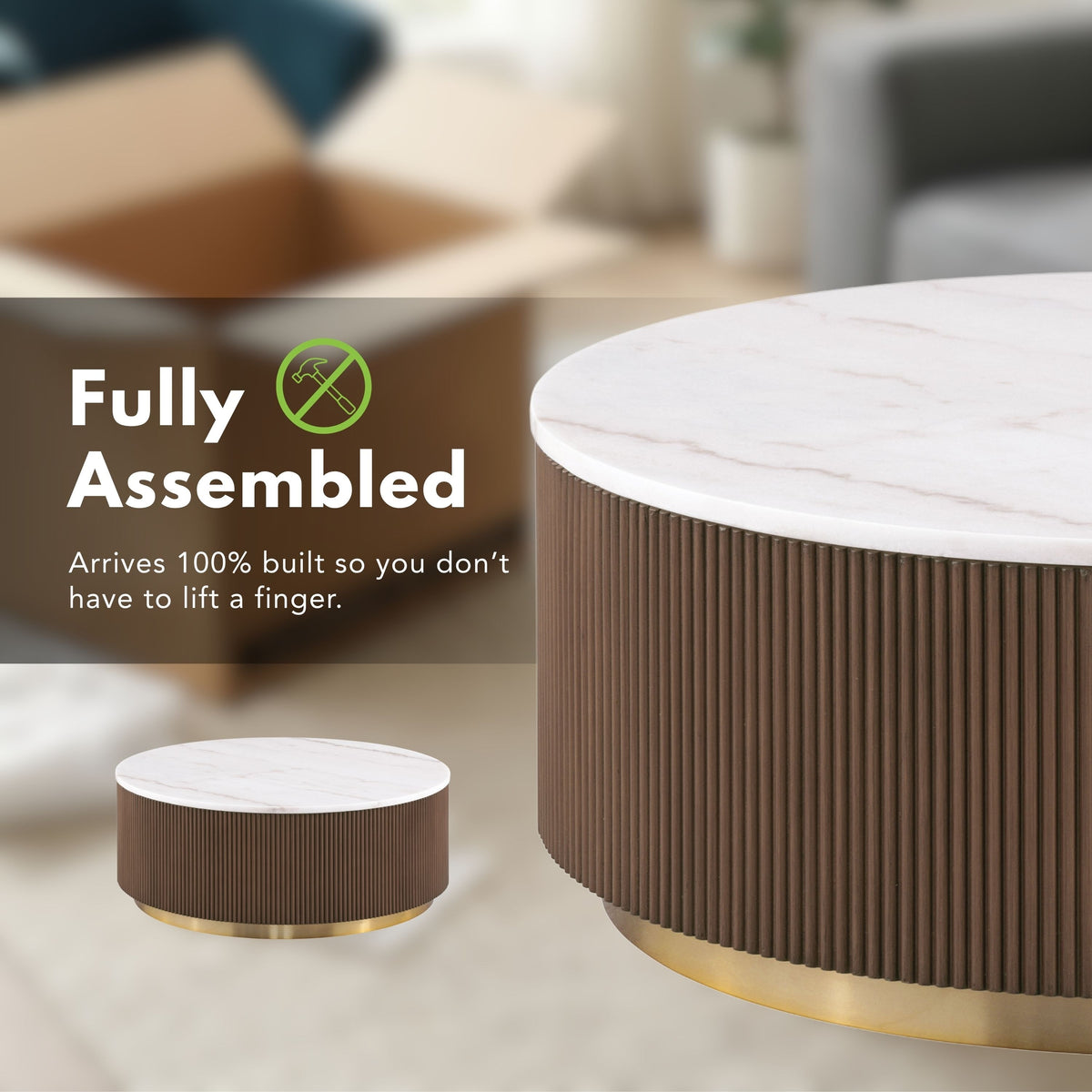 Torin Modern Genuine Marble Top round Coffee Table