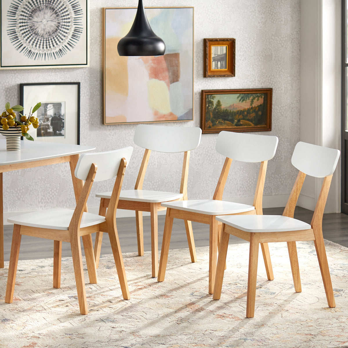 Simple Living Modern Dining Chairs Set of 4 with Angled Legs and Mid-Century Style