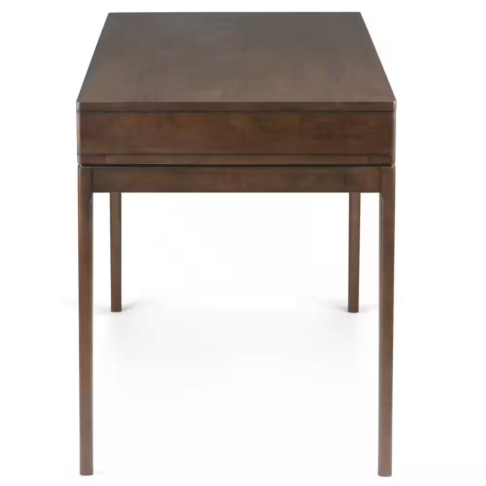 Harper Solid Hardwood Mid-Century Modern 60 In. Wide Writing Office Desk in Walnut Brown