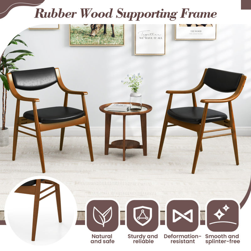 Wooden Dining Chair Set of 2 with Padded Seat and Back