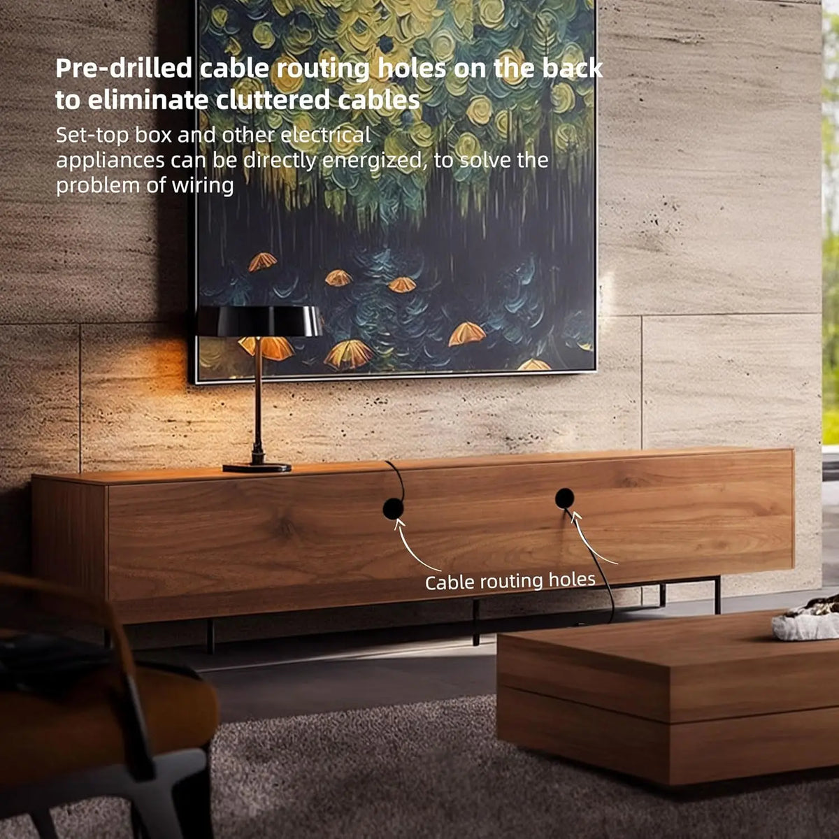 Dresden Collection | Tapered-Leg Atomic-Era Walnut Console - styled from an alternate angle revealing dimensional depth in a Mid-Century Modern entryway setting.
