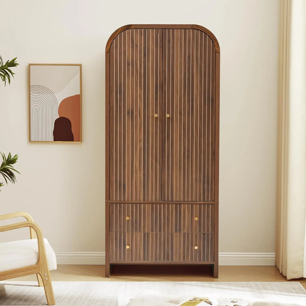 The Valencia Arched Walnut Wardrobe